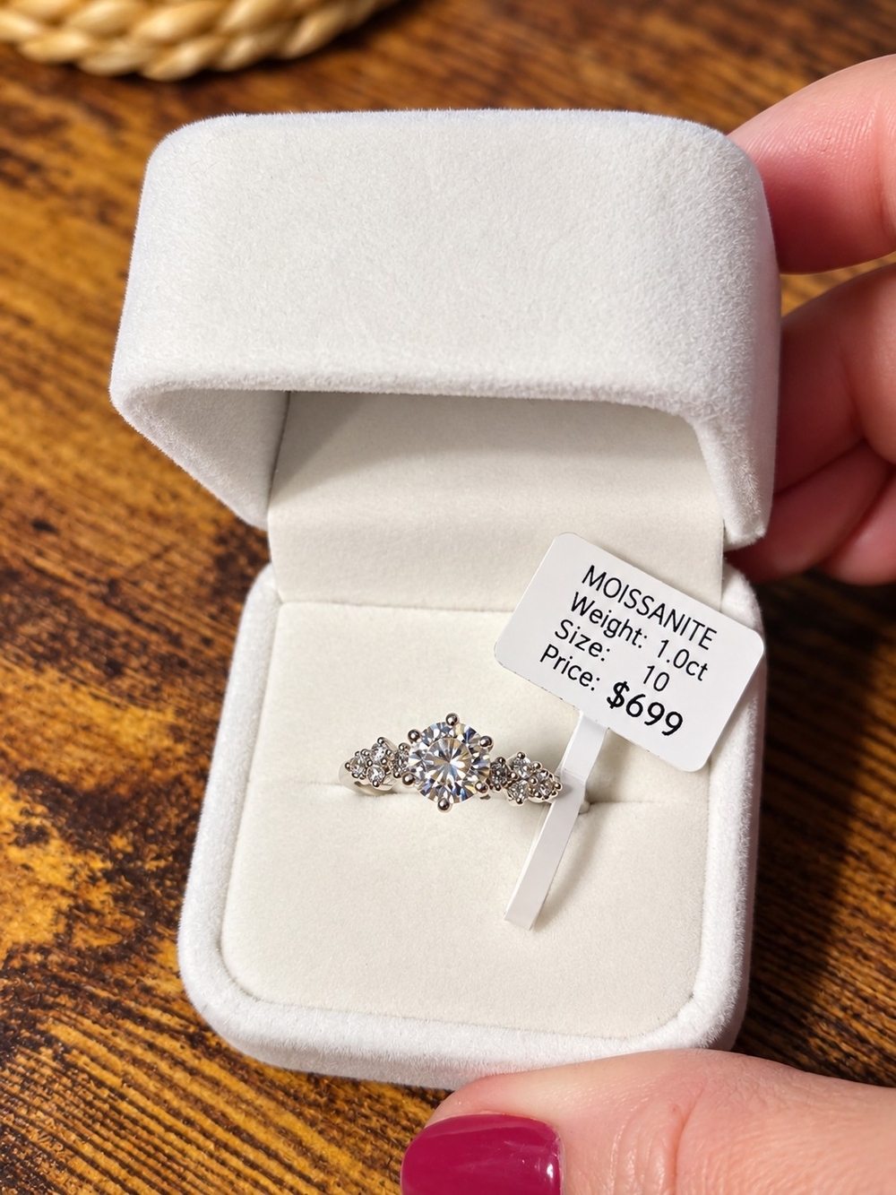 New Moissanite Solitaire Cluster Ring in Silver Tone - 1.0ct, Sz 10